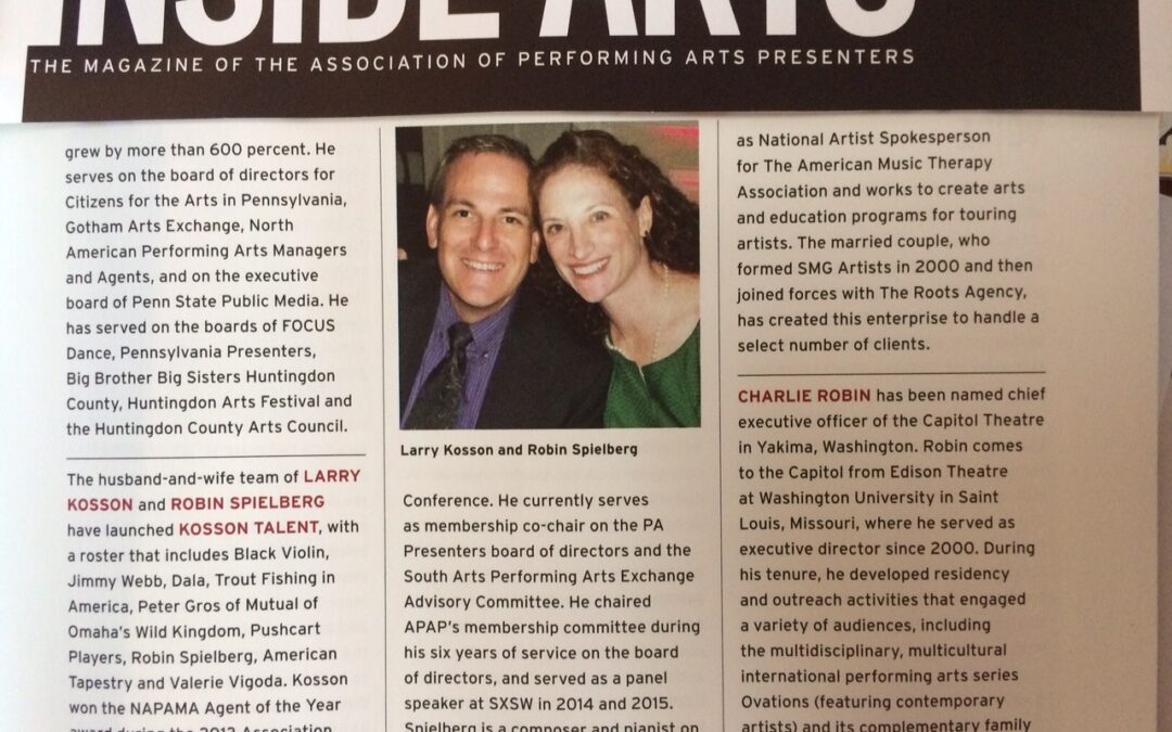 Kosson Talent Featured in Fall Issue of Inside Arts
