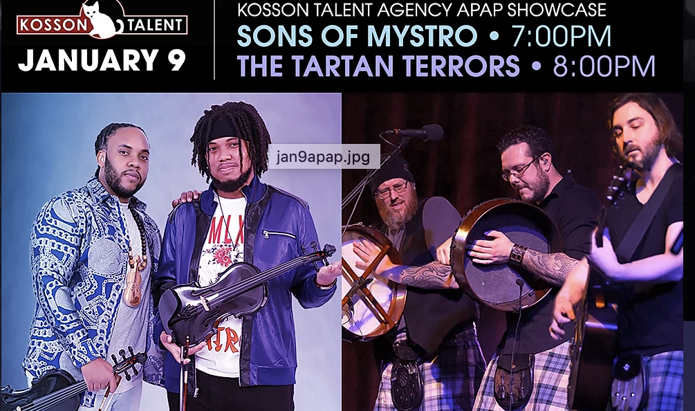 Kosson Talent Celebrates 20 Years at APAP 2020|SONS OF MYSTRO & THE TARTAN TERRORS TO PERFORM
